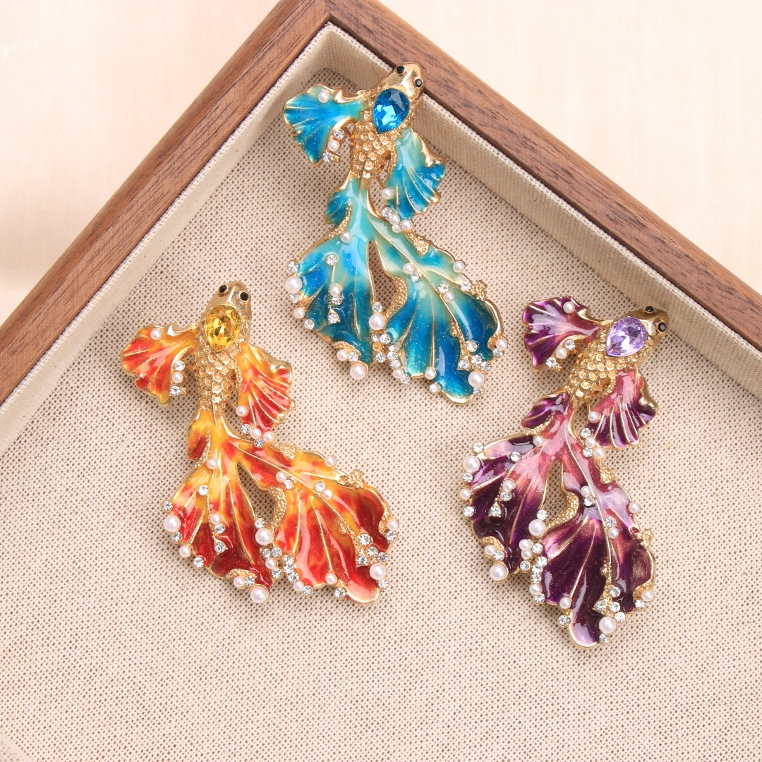 Baroque Goldfish Brooch, Luxury Fashion Accessory